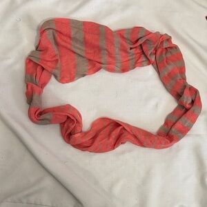Striped Coral and Beige Scarf